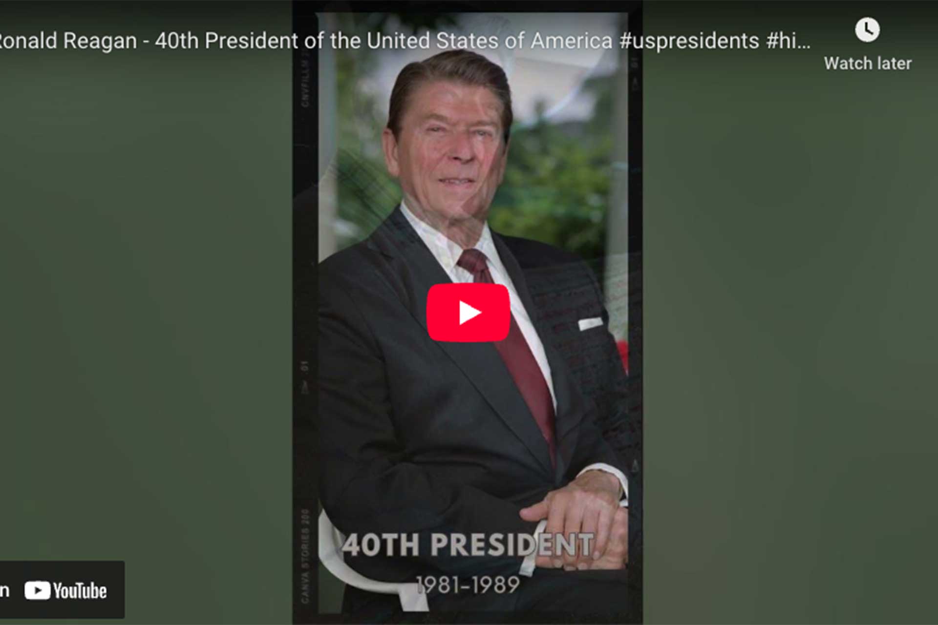 [VIDEO] Ronald Reagan - 40th President of the United States of America